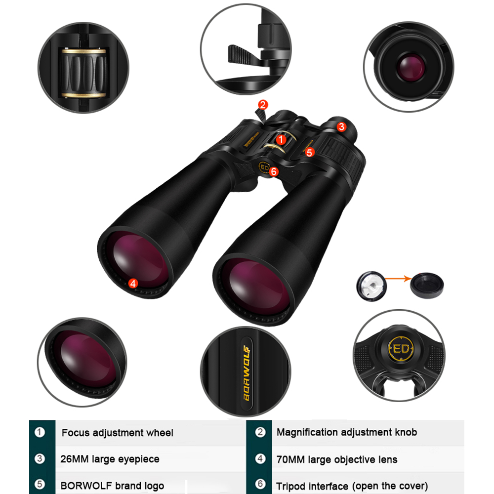 BORWOLF 25-75X70 ED High Magni - National Geographic Telescope 70Mm 评论和价格