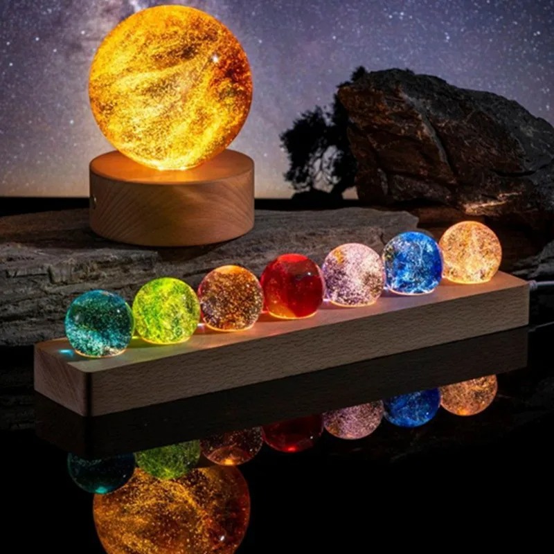4/6/8cm Fantasy Colorful Glass - Solar System Orrery 评论和价格