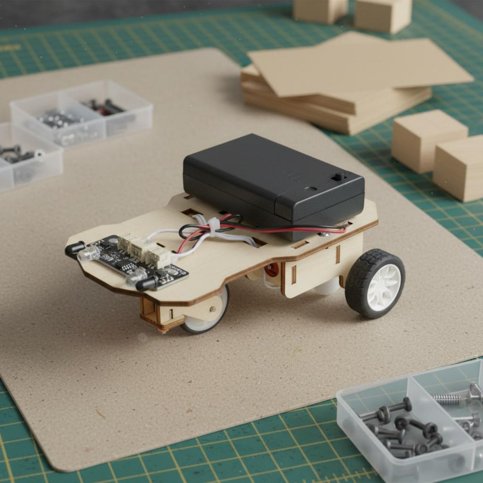 Wooden Intelligent Vehicle Kit - Science Robot 评论和价格